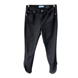 7 For All Mankind Jeans Pants Ankle Skinny Black Denim Zipper Hem Stretch Sz 28